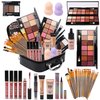 MTDXILTAI All in One Makeup Kit for Makeup storage bag 2X14 Colors Eyeshadow Palette Liquid Foundation Eyeliner Pencils Contouring Stick Lip Gloss Eyebrow Pencils 20Pcs Makeup Brushes etc For Women Girls Teens (Black)