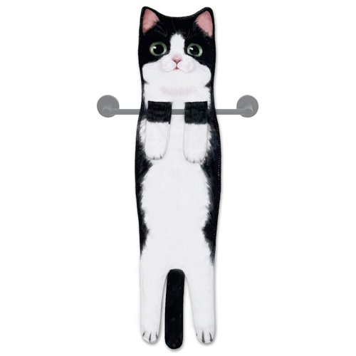 Hawgiman Hand Towels for Bathroom Kitchen,Cute Cat Quick-Dry Hanging Hand Towels Decorative for Bathroom Face Towels,Funny Gifts for Cat Lovers (Black-White)