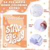 Funrous 24 Pcs Hippie Boho Coloring Books with 24 Stacking Crayons Set Stay Groovy Mini Drawing Book Peace Sign Hippie Bus Daisy Rainbow Activity Book Gifts for Groovy Birthday Party Favors Supplies