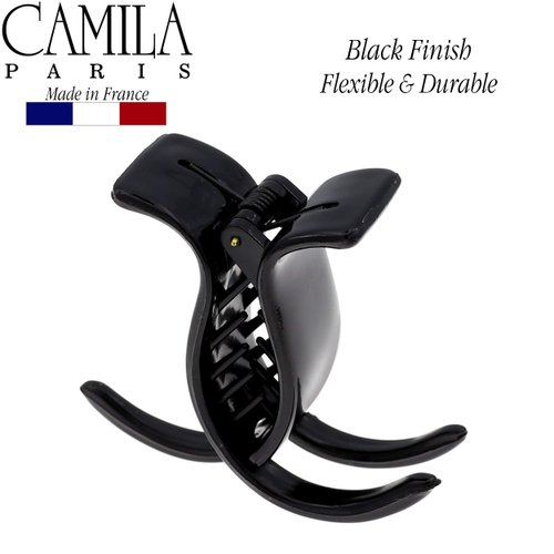 Camila Paris NV07 French Hair Clip for Women, Black 3 Teeth Ponytail Holder, Girls Hair Claw Clips Jaw Fashion Durable Styling Hair Accessories for Women, Strong Hold No Slip Grip, Made in France