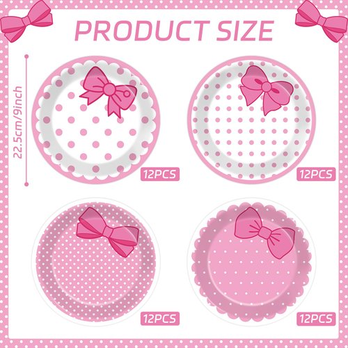 Justforjoyful 48Pcs Pink Cat Party Supplies 9inch Cat Party Paper Plates Tableware Set Disposable Cute Cat Cake Dessert Plates Cute Kitty Dinnerware Set for Birthday Baby Shower Party Decoration Favor