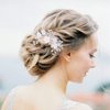Foyte Crystal Wedding Hair Comb White Flower Headpiece Rhinestone Hair Piece Bride Pearl Hair Accessories for Women and Bride (silver)