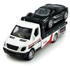 Flatbed Truck Toy Rescue Tow Truck Transport Trailer Car Carrier Metal Diecast Pull Back Vehicles 2 in 1 Vehicle Playset Toy Trucks for Boys Kids Toddlers Birthday Gifts for Age 3 4 5 6, White