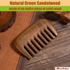 Moreinday Wooden Comb, Green Sandalwood Comb for Women Men, Wood Wide Tooth Comb, Wood Hair Comb, Hair Growth, Massage Scalp, Natural Material, Portable, 3.7x2 Inch