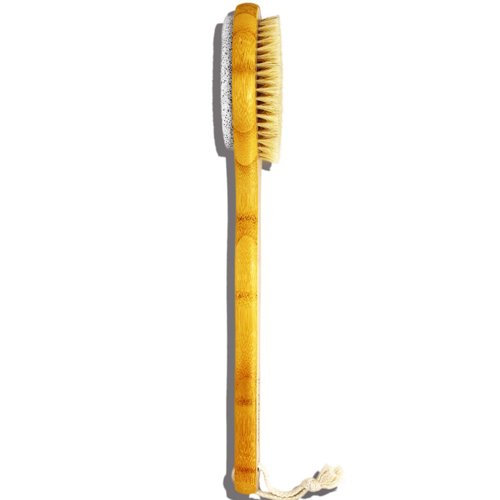 ICANdOIT 2 in 1 Long Handle Bath&Shower Brush,Bath Scrubber,Boar Bristle with Pumice Stone Exfoliate & Soften Skin,Dry Brushing Body Brush for Cellulite&Lymphatic Drainage