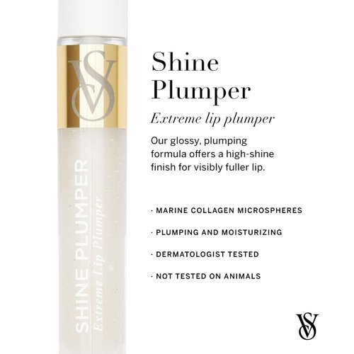 Victoria's Secret Shine Plumper Extreme Lip Plumper in Crystal Clear, Plumping Lip Gloss for Women with Marine Collagen Microspheres, Lip Treatment