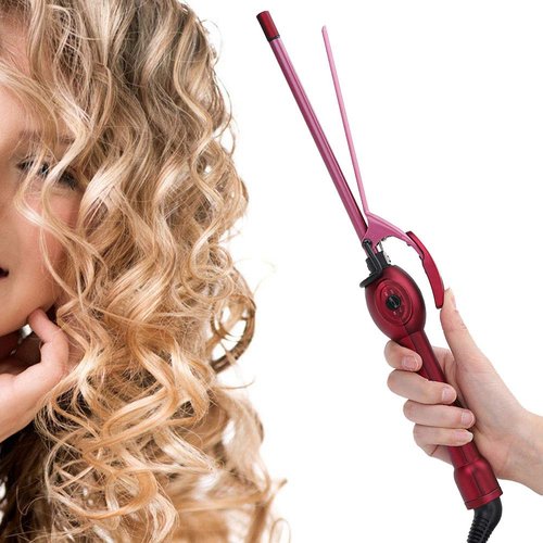 Ceramic Conical Curling Wand Ceramic Hair Waver Curler, Curling Iron Hair Curler Mini Electric Hair Curler Salon Curling Wand Anti-Scald Temperature Adjustment Hair Styling Tool (13mm-US)