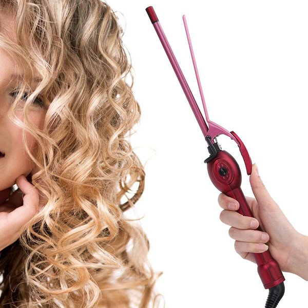 Ceramic Conical Curling Wand Ceramic Hair Waver Curler, Curling Iron Hair Curler Mini Electric Hair Curler Salon Curling Wand Anti-Scald Temperature Adjustment Hair Styling Tool (13mm-US)
