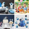 22Pcs Space Cake Topper,Space Cupcake Toppers Astronaut Figurine Birthday Outer Space Themed Party Decorations Supplies Planet Rocket Pearl Balls and Star DIY Cake Toppers for Kids Party Baby Shower