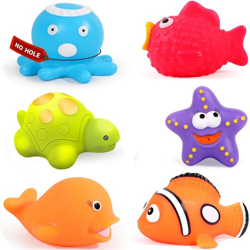 Bath Toys for Kids Ages 1-3, No Hole Ocean Sea Animal Pool Toys, Baby Toddler Bathtub Floating Toy Water Party Decoration Gifts of 6 Pack