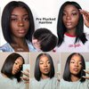ISEE Hair Short Bob Wigs Human Hair Lace Closure Wigs Brazilian Virgin Human Hair Straight Bob Lace Front Wigs For Black Women Pre Plucked with Baby Hair Natural Black 12 Inch