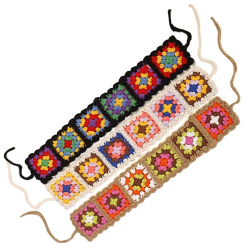 QTMY 3PCS Crochet Hippie Headbands for Women,Boho Hair Bands Floral Bandanas Knit Head Wrap for Girls