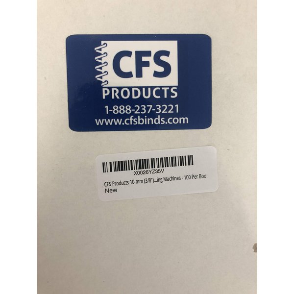 CFS Products 10-mm (3/8") Binding Coils - Coil10 - Pre-Sized to fit Letter Sized Paper - 4:1 Pitch (4 Holes per inch) - 12" Long - Compatible with GBC, Trubind, Fellows Binding Machines - 100 Per Box