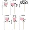 Gyufise 36Pcs Cow Cupcake Toppers Farm Animal Happy Birthday Cupcake Decorations for Cow Farm Animal Zoo Themed Kids Boy Girl Birthday Party Supplies Three Layers Party Decor