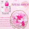 VENOFEN 48PCS Pink Hair Beads Dreadlock Beads for Hair White Braid Beads Light Pink Pony Beads for Kids Girls Jewelry Making Hair Accessories