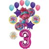 Poppy World Tour 3rd Birthday Party Supplies Trolls 15pc Balloon Bouquet Decorations
