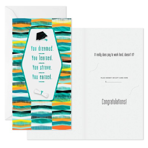 Hallmark Mahogany Pack of Graduation Cards Money Holders or Gift Card Holders, You Dreamed You Learned (6 Cards with Envelopes) (799GGJ2026)