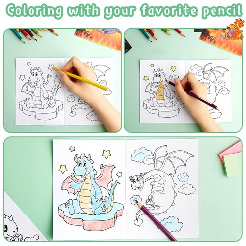 Ctosree 24 Pcs Dragon Coloring Books for Kids Dragon Party Castle Painting Drawing Book DIY Story Art Doodle Booklet Dragon Party Favors Supplies Book Gift Class for Boys Girls
