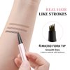 GEUUFEA 4-Tip Microblading Brow Pen, Waterproof Liquid Eyebrow Pen with Precise Brush-tip, Micro Shaping Eyebrow Filler Pen for 3D Natural Brow Makeup
