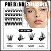 Self Adhesive Eyelashes No Glue Lash Clusters, HKKHZZ Press-on Lashes 10/12/14/16mm Individual Lash Extension Kit with Lash Tweezers, Self-adhesive False Eyelashes Natural DIY Eyelash Extension Kit