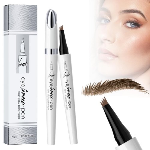 Eyebrow Pencil with 4 Fork Tip,2024 New 3D Waterproof Eyebrow Pencil,Microblading Eyebrow Pen 4 Fork Tip Tattoo Pencil,Eyebrow Pencil with Micro-Fork Tip for Women (B-Light Brown)
