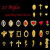 Gehaiwo 96PCS Gold Nail Charms for Acrylic Nails,Alloy Red Heart Cross Rose Flower Angel Frame Nail Decoration,Nail Art Rhinestone Nail Gems Nail Jewels Accessories for Nail Art Supplies DIY Nail
