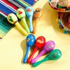 32 Pieces Wooden Fiesta Maracas 8 Designs Cinco De Mayo Noisemaker Mexican Fiesta Party Favors, Music for, Party Decorations for Birthday Shower Taco Tuesday Event