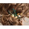 JWICOS Leaves Crystal Bride Wedding Hair Comb Hair Accessories with Beaded Bridal Hair Accessories for Brides and Bridesmaids (Gold Green)