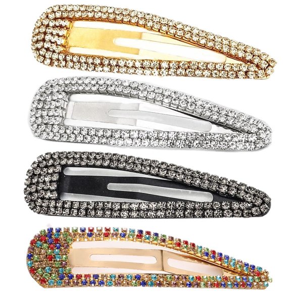 Ezepeo 4 Pcs Girls Rhinestone Hair Clips Hair Barrettes Hairpins Crystal Metal Hair Clips Wedding Hair accessories for Girls Women