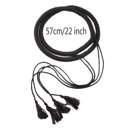 KINGREE Scarf Headband Men Head Wrap Adjustable East Arab Desert Headband Turban Middle Dubai Head Kerchief Rope Mens Headband (Black 57CM with Whiskers)
