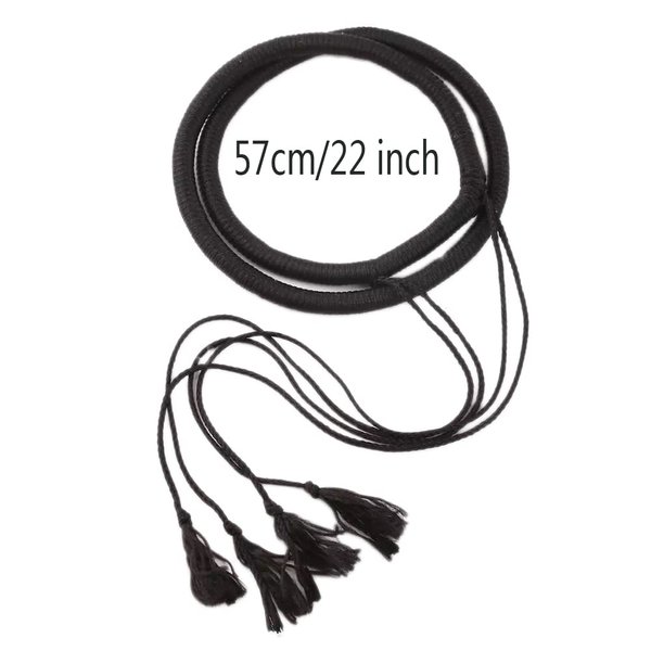 KINGREE Scarf Headband Men Head Wrap Adjustable East Arab Desert Headband Turban Middle Dubai Head Kerchief Rope Mens Headband (Black 57CM with Whiskers)