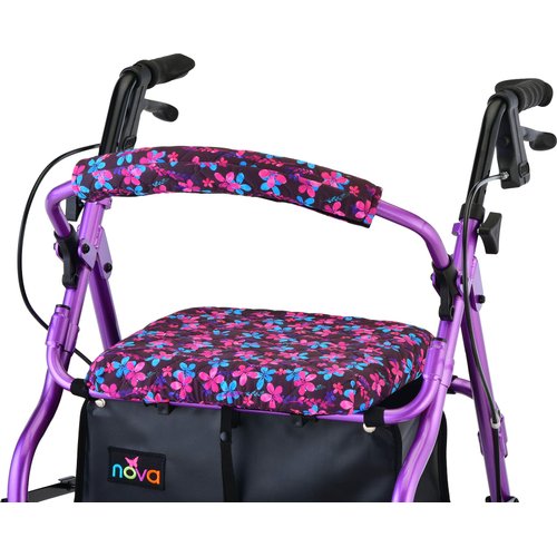 NOVA Medical Products Rollator Walker Seat & Back Cover, Removable & Washable, Garden Flowers