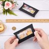 BENECREAT 30pcs 5x3x1.5 Inches Black Kraft Paper Pillow Boxes with Clear Window, Candy Packaging Box Treat Box for Birthday Wedding Party