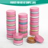 Houseables 3 Gram Jar, 3 ML, Pink, 50 Pk, BPA Free, Cosmetic Sample Empty Container, Plastic, Round Pot, Screw Cap Lid, Small Tiny 3g Bottle, for Make Up, Eye Shadow, Nails, Powder, Paint, Jewelry