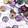 JOVITEC 200 Pieces 12 mm Flower Pattern Glass Beads Mixed Color Flat Marbles Mosaic Printed Glass Half Round Crafts Glass Mosaic for Jewelry Making