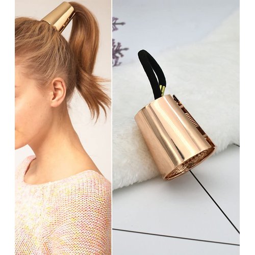 ALLICERE Metal Circle Hair Ponytail Holder Hair Ties Hairpin Hair Clip Rope Accessory for Women Girls(Gold)