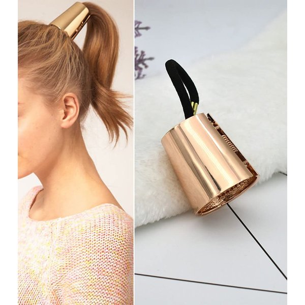 ALLICERE Metal Circle Hair Ponytail Holder Hair Ties Hairpin Hair Clip Rope Accessory for Women Girls(Gold)