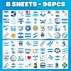 100 PCS Argentina Soccer Flag Temporary Tattoos Themed Birthday Party Decorations Supplies Decor Favors Football Blue Argentinian Tattoo Stickers Gifts For Game Boys Girls Class School Prizes Carnival