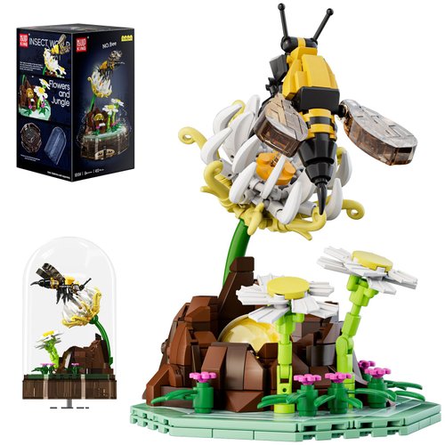 Mould King Bee Insect Building Block Set, Creative Flower Bug Kits Toys with Music Display Box, Collection DIY Office Home Decor for Adutls Kids Girls 8+, 10104