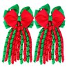 Christmas Hair Bows 6.5 Inch Xmas Curly Ribbon Hair Bow Clips Handmade Grosgrain Cheer Bows Alligator Clip Hairpins Christmas Hair Accessories for Women and Girls, Red & Green