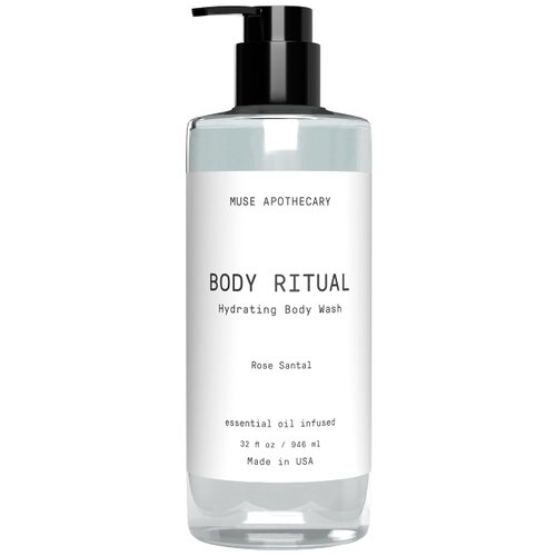 Muse Apothecary Body Ritual Hydrating - Rose Santal Body Wash for Women & Men - Essential Oil Infused Aromatherapy Body Wash - Natural - 32 Ounce