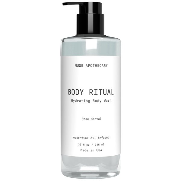Muse Apothecary Body Ritual Hydrating - Rose Santal Body Wash for Women & Men - Essential Oil Infused Aromatherapy Body Wash - Natural - 32 Ounce