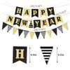 Glitter Happy New Year Banner Decorations 2025 Black and Gold New Years Eve Banner Sign Party Supplies 2025 Happy New Year for Happy New Year Decorations Party Supplies Decorations 2025 Home Holiday Decorations