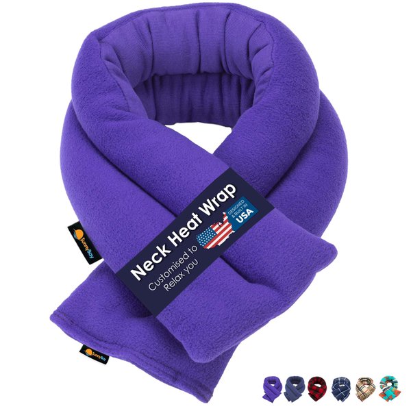 SunnyBay Microwave Heating Pad, Microwavable Moist Heated Neck and Shoulder Wrap, Versatile Weighted Beanbag Cold Pack or Warm Compress for Pain Relief, 26x5 Inches, Purple