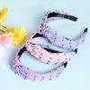Sucrain 3 Pcs Pearl Knotted Headbands for Women Girls Colorful Jeweled Embellished Gem Faux Pearl Cross Knot Twisted Hairband Turban Headband Hair Accessories(Pink,Blue,Purple)