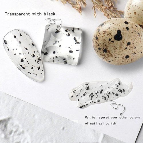 Vonrui Black Glitter Gel Nail Polish Eggshell Effect Black Gel Nail Polish, Clear UV Nail Gel Polish DIY Nail Art Design