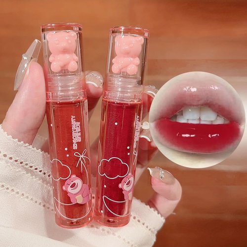 Blopuivo 6 Colors Bear Lip Gloss,Jelly Lip Glaze,Cute Liquid Lipstick Bear Lip Stain Watery Lipgloss Plumping Lip Tint Moisturizing Waterproof Long Lasting for Lip and Cheek