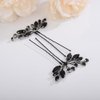 Teyglen 3pcs Black Rhinestone Hair Pins Set - Handmade Crystal Hair Pieces and Accessories for Bride, Women, and Girls