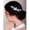 Chargances Wedding White Flower Rhinestone Hair Comb Bridal Silver Leaf Hair Side Comb Fashion Crystal Handmade Headpiece Hair Accessories for Women and Girls (Silver)