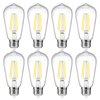 Ascher LED Edison Bulbs 6W, Equivalent 60W, High Brightness Daylight White 4000K, 700 Lumens, ST58 Vintage LED Filament Bulbs with 80+ CRI, E26 Base, Non-Dimmable, Clear Glass, Pack of 8